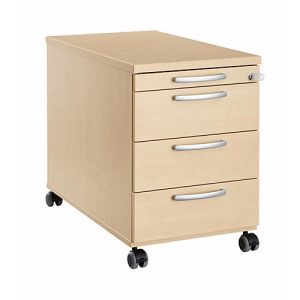 Rollcontainer 1333, 3 Schübe & 1 Utensilienauszug, abschließbar, runde Griffe, Holz/Stahl/Kunststoff, B 434 x T 600 x H 613 mm, Ahorn-Dekor Rollcontainer 1333, 3 Schübe & 1 Utensilienauszug, abschließbar, runde Griffe, Holz/Stahl/Kunststoff, B 434 x T 600 x H 613 mm, Ahorn-Dekor