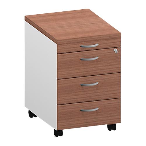 Rollcontainer ARLON-OFFICE, B 420 x T 560 x H 585 mm, Nuss Canaletto