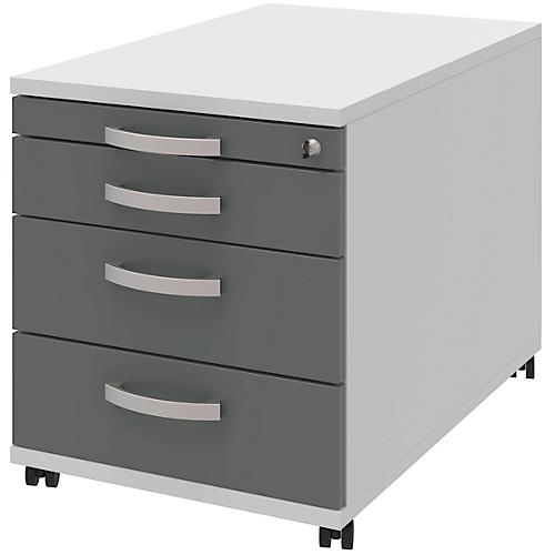 Rollcontainer BARI, Materialauszug, 3 Schubkästen, abschließbar, B 432 x T 800 x H 538 mm, hellgrau/anthrazit