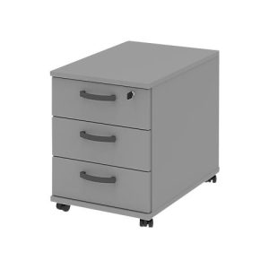 Rollcontainer BARI, Materialschale, 3 Schubkästen, abschließbar, B 427 x T 600 x H 544 mm, m.grau/m.grau/anthrazit Rollcontainer BARI, Materialschale, 3 Schubkästen, abschließbar, B 427 x T 600 x H 544 mm, m.grau/m.grau/anthrazit