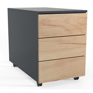 Rollcontainer Dalosa, 3 grifflose Schübe, B 390 x T 700 x H 550 mm, Holz, anthrazit/Honig-Eiche Rollcontainer Dalosa, 3 grifflose Schübe, B 390 x T 700 x H 550 mm, Holz, anthrazit/Honig-Eiche