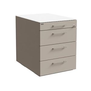 Rollcontainer SOLUS PLAY, 1 + 3 Schübe, mit Griff, B 430 x T 600 x H 562 mm, Stone grey Rollcontainer SOLUS PLAY, 1 + 3 Schübe, mit Griff, B 430 x T 600 x H 562 mm, Stone grey