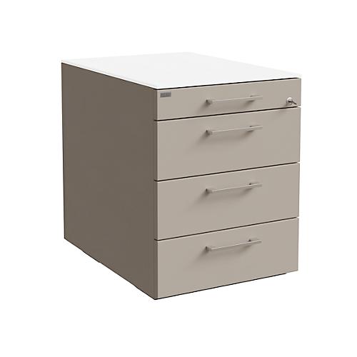 Rollcontainer SOLUS PLAY, 1 + 3 Schübe, mit Griff, B 430 x T 600 x H 562 mm, Stone grey