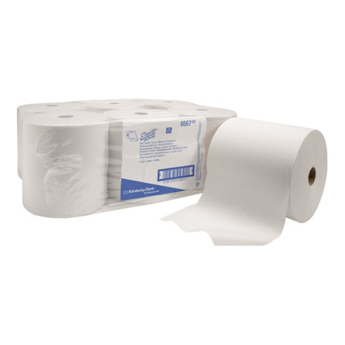 Rollenhandtuch SCOTT® 6667 1-lagig weiß L304ca.mxB200ca.mm KT=6 Rollen
