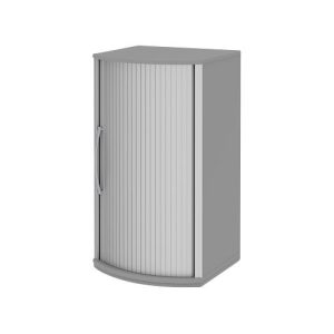 Rollladen-Schiebetürenschrank BARI, 3 OH, 2 Böden, Griff links, B 600 x T 530/430 x H 1117 mm, mittelgrau Rollladen-Schiebetürenschrank BARI, 3 OH, 2 Böden, Griff links, B 600 x T 530/430 x H 1117 mm, mittelgrau