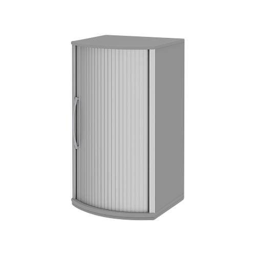 Rollladen-Schiebetürenschrank BARI, 3 OH, 2 Böden, Griff links, B 600 x T 530/430 x H 1117 mm, mittelgrau