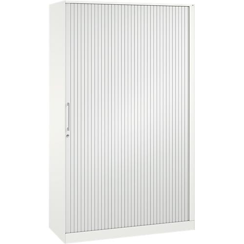 Rollladenschrank ASISTO C 3000, 5 Ordnerhöhen, mit Akustik-Rollladen, 1200 mm Breite, weiß/weiß