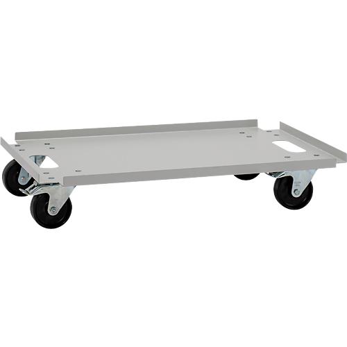 Rollwagen für CEMO Akku-Lade- und Lagerschränke, Traglast 240 kg, auf Rollen, B 800 x T 600 x H 150 mm, lichtgrau RAL 7035