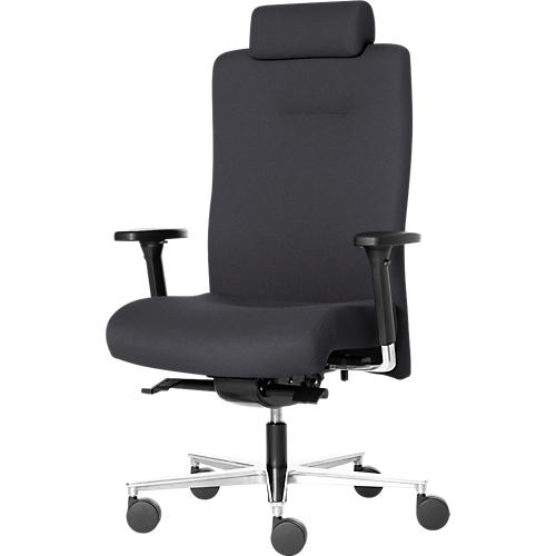 ROVO Bürostuhl SUMO 8030 S7, mit Armlehnen, Synchronmechanik, bis 200 kg, Muldensitz, Kopfstütze, anthrazit/alusilber