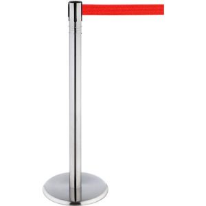 RS-GUIDESYSTEMS Gurtpfosten, Edelstahl, 360° Drehkopf, Höhe 1000 mm, Gurtbandmaß L 2300 x B 50 mm, Gurtfarbe rot RS-GUIDESYSTEMS Gurtpfosten, Edelstahl, 360° Drehkopf, Höhe 1000 mm, Gurtbandmaß L 2300 x B 50 mm, Gurtfarbe rot