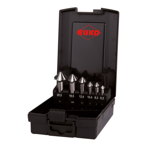 Ruko 6-teiliger ULTIMATECUT Kegel- und Entgratsenker-Satz DIN 335 90° Ø 6,3 - 8,3 - 10,4 - 12,4 - 16,5 - 20,5 mm