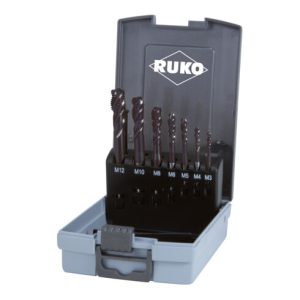 RUKO 7-teiliger Maschinengewindebohrer-Satz HSS Co 5 TiAlN Form C 35° RUKO 7-teiliger Maschinengewindebohrer-Satz HSS Co 5 TiAlN Form C 35°