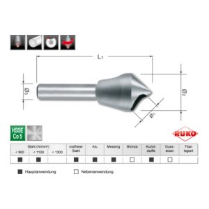 Ruko Kegel- und Entgratsenker-Modul mit Querloch 90° HSS Co 5 + HSS-TiN, in Quadro Pack Ruko Kegel- und Entgratsenker-Modul mit Querloch 90° HSS Co 5 + HSS-TiN, in Quadro Pack