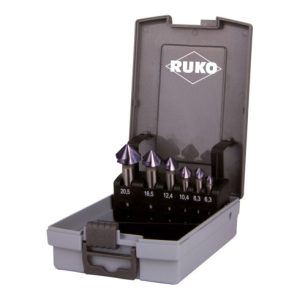 RUKO Kegelsenkersatz DIN335 C 90Grad 6,3-20,5mm HSS TiAlN Z.3 6tlg.Ku.-Kassette RUKO Kegelsenkersatz DIN335 C 90Grad 6,3-20,5mm HSS TiAlN Z.3 6tlg.Ku.-Kassette