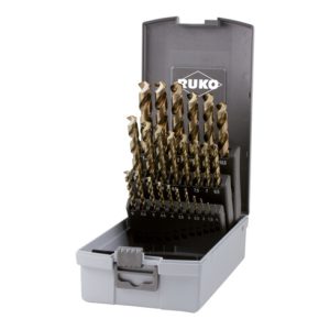 RUKO Spiralbohrersatz DIN 338 Typ UNI HSSE Co 5 in Kunststoffkassette (ABS) 25-teilig RUKO Spiralbohrersatz DIN 338 Typ UNI HSSE Co 5 in Kunststoffkassette (ABS) 25-teilig