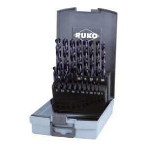 RUKO Spiralbohrersatz DIN 338 Typ VA HSSE Co 5 TiAlN in Kunststoffkassette (ABS) 19-teilig RUKO Spiralbohrersatz DIN 338 Typ VA HSSE Co 5 TiAlN in Kunststoffkassette (ABS) 19-teilig