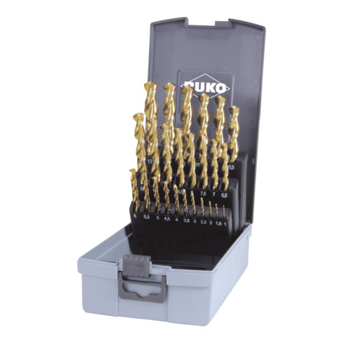RUKO Spiralbohrersatz DIN338 Typ N TL 3000 D.1-13x0,5mm HSS TiN 25tlg.Ku.-Kassette