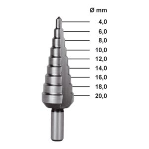 RUKO Stufenbohrer HSS, geschliffen, mit Kreuzanschliff 75 mm RUKO Stufenbohrer HSS, geschliffen, mit Kreuzanschliff 75 mm