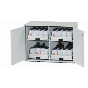 Säuren- und Laugen-Unterbauschrank asecos SL-CLASSIC-UB, Flügeltüren, Front Lichtgrau, B 1100 x T 570 x H 800 mm