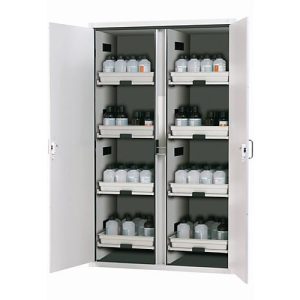 Säuren- und Laugenschrank asecos SL-CLASSIC, Flügeltüren, Front Lichtgrau, B 1197 x T 603 x H 1965 mm