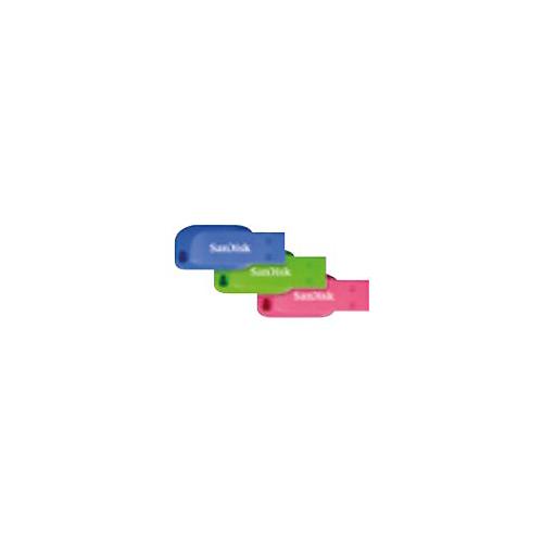 SanDisk Cruzer Blade - USB-Flash-Laufwerk - 16 GB - USB 2.0 - Blau, grün, pink (Packung mit 3)