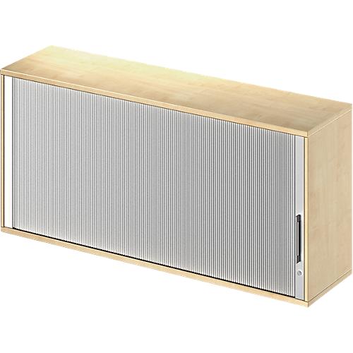 Schäfer Shop Genius Aufsatz-Querrolladenschrank TETRIS WOOD, 2 OH, B 1600 x T 421 x H 750 mm, Mitteltrennwand, Ahorn-Dekor