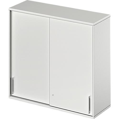 Schäfer Shop Genius Aufsatz-Schiebetürenschrank TETRIS WOOD, 3 OH, B 1200 mm, lichtgrau