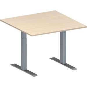 Schäfer Shop Genius Besprechungstisch MODENA FLEX, Quadrat, T-Fuß Rechteckrohr, B 1000 x T 1000 x H 650-850 mm, Ahorn/weißaluminium RAL 9006 Schäfer Shop Genius Besprechungstisch MODENA FLEX, Quadrat, T-Fuß Rechteckrohr, B 1000 x T 1000 x H 650-850 mm, Ahorn/weißaluminium RAL 9006