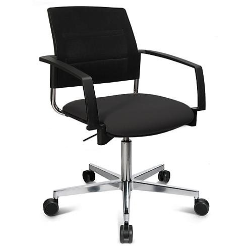 Schäfer Shop Genius Besucherstuhl SSI Proline Visit S3+, Netzrückenlehne, Universalrollen, schwarz/schwarz