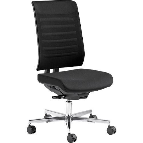 Schäfer Shop Genius Bürostuhl SSI PROLINE PREMIUM S2+, teilautomatische 3D-Synchronmechanik, ohne Armlehnen, Netz-Rückenlehne, schwarz/alusilber