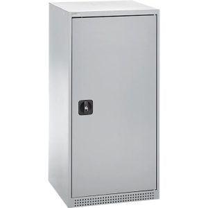 Schäfer Shop Genius Flügeltürenschrank FS, Stahl, mit Belüftungslöchern, B 545 x T 520 x H 1105 mm, 3 OH, Weißalu/Weißalu, bis 150 kg