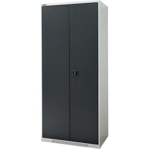 Schäfer Shop Genius Flügeltürenschrank FS, Stahl, mit Belüftungslöchern, B 810 x T 520 x H 1950 mm, 5 OH, Lichtgrau/Anthrazitgrau, bis 300 kg Schäfer Shop Genius Flügeltürenschrank FS, Stahl, mit Belüftungslöchern, B 810 x T 520 x H 1950 mm, 5 OH, Lichtgrau/Anthrazitgrau, bis 300 kg