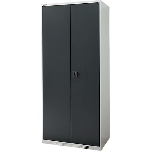 Schäfer Shop Genius Flügeltürenschrank FS, Stahl, mit Belüftungslöchern, B 810 x T 520 x H 1950 mm, 5 OH, Lichtgrau/Anthrazitgrau, bis 300 kg
