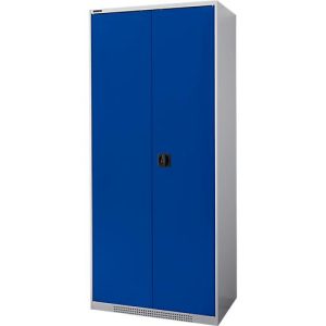 Schäfer Shop Genius Flügeltürenschrank FS, Stahl, mit Belüftungslöchern, B 810 x T 520 x H 1950 mm, 5 OH, Weißalu/Enzianblau, bis 300 kg Schäfer Shop Genius Flügeltürenschrank FS, Stahl, mit Belüftungslöchern, B 810 x T 520 x H 1950 mm, 5 OH, Weißalu/Enzianblau, bis 300 kg
