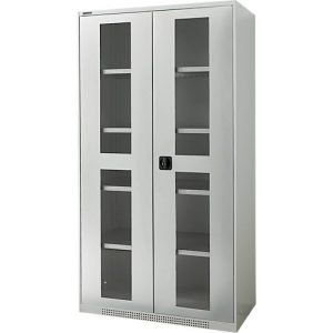 Schäfer Shop Genius Flügeltürenschrank FS, Stahl, Sichtfenster, Lüftungslöcher, B 1055 x T 520 x H 1950 mm, 5 OH, Lichtgrau/Lichtgrau, bis 500 kg Schäfer Shop Genius Flügeltürenschrank FS, Stahl, Sichtfenster, Lüftungslöcher, B 1055 x T 520 x H 1950 mm, 5 OH, Lichtgrau/Lichtgrau, bis 500 kg