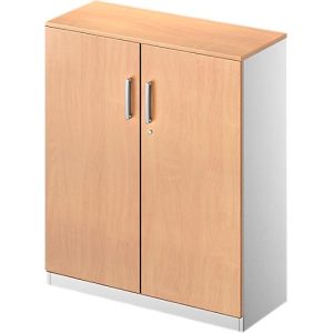 Schäfer Shop Genius Flügeltürenschrank TETRIS SOLID, 3 OH, B 800 mm, abschließbar, mit Abdeckplatte, Buche-Dekor/weißalu