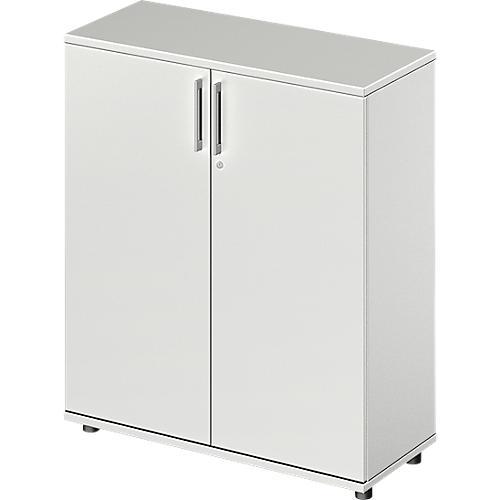 Schäfer Shop Genius Flügeltürenschrank TETRIS WOOD, 3 OH, Höhe inkl. Gleiter, B 1000 mm, lichtgrau