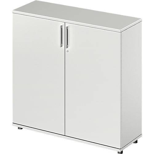 Schäfer Shop Genius Flügeltürenschrank TETRIS WOOD, 3 OH, Höhe inkl. Gleiter, B 1200 mm, lichtgrau