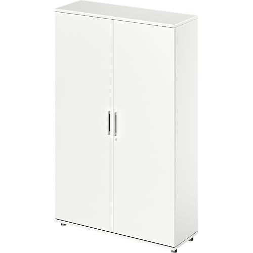 Schäfer Shop Genius Flügeltürenschrank TETRIS WOOD, 5 OH, Höhe inkl. Gleiter, B 1200 mm, weiß