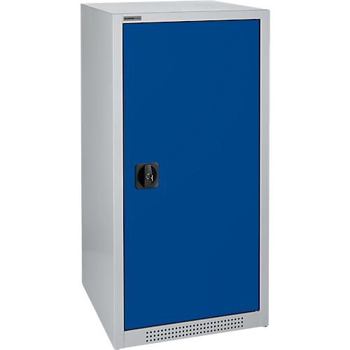 Schäfer Shop Genius Flügeltürschrank FS, 3 OH, abschließbar, 2 Fachböden, bis 250 kg, B 545 mm, Stahl, weißaluminium RAL 9006/ enzianblau RAL 5010