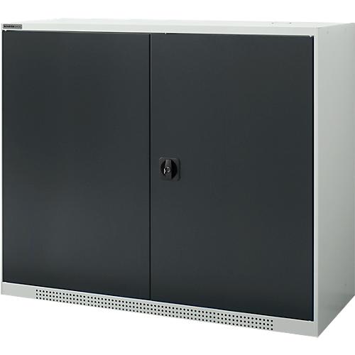 Schäfer Shop Genius Flügeltürschrank FS, 3 OH, abschließbar, 2 Fachböden, bis 450 kg, B 1343 mm, Stahl, weißaluminium RAL 9006/anthrazitgrau RAL 7016
