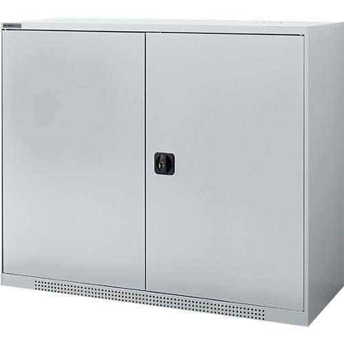 Schäfer Shop Genius Flügeltürschrank FS, 3 OH, abschließbar, 2 Fachböden, bis 450 kg, B 1343 mm, Stahl, weißaluminium RAL 9006/weißaluminium RAL 9006