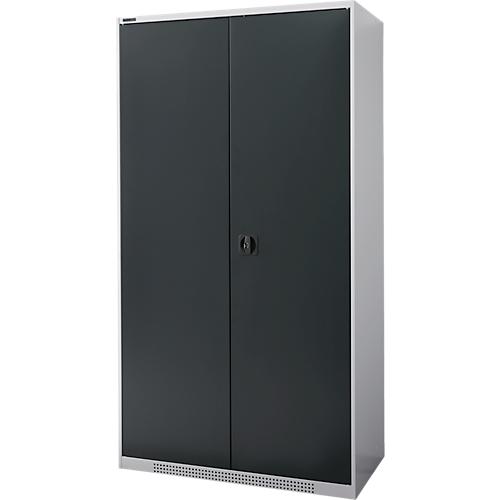 Schäfer Shop Genius Flügeltürschrank FS, 5 OH, abschließbar, 4 Fachböden, bis 450 kg, B 1055 mm, Stahl, weißaluminium RAL 9006/anthrazitgrau RAL 7016