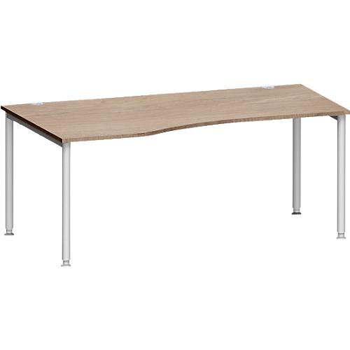 Schäfer Shop Genius Freiformschreibtisch MODENA FLEX, Ansatz links B 1800 mm, Eiche/weißaluminium