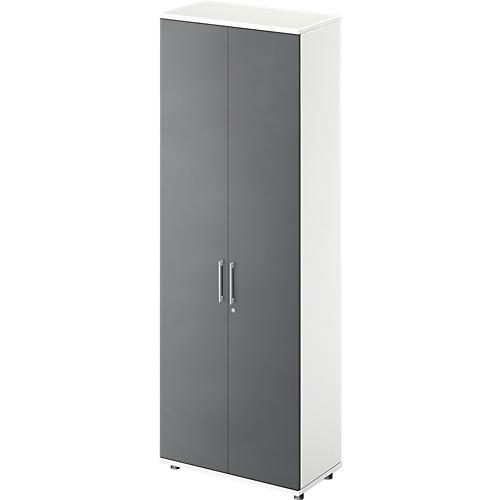 Schäfer Shop Genius Garderobenschrank TETRIS WOOD, 6 OH, H 2270 mm, Höhe inkl. Gleiter, weiß/grahite