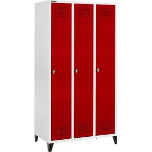 Schäfer Shop Genius Kleiderspind mit Füßen, 3 Abteile, Drehverschluss, lichtgrau/rot Schäfer Shop Genius Kleiderspind mit Füßen, 3 Abteile, Drehverschluss, lichtgrau/rot