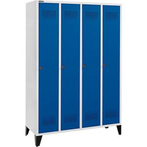 Schäfer Shop Genius Kleiderspind mit Füßen, 4 Abteile, 300 mm Abteilbreite, Drehriegelverschluss, enzianblau Schäfer Shop Genius Kleiderspind mit Füßen, 4 Abteile, 300 mm Abteilbreite, Drehriegelverschluss, enzianblau
