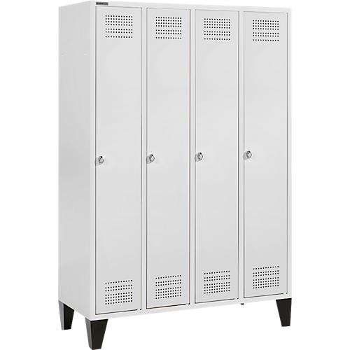 Schäfer Shop Genius Kleiderspind mit Füßen, 4 Abteile, Drehverschluss, lichtgrau/lichtgrau