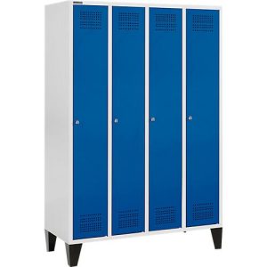 Schäfer Shop Genius Kleiderspind mit Füßen, 4 Abteile, Zylinderschloss, lichtgrau/enzianblau Schäfer Shop Genius Kleiderspind mit Füßen, 4 Abteile, Zylinderschloss, lichtgrau/enzianblau