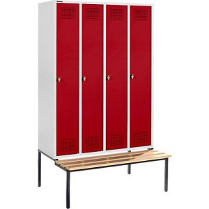 Schäfer Shop Genius Kleiderspind mit Sitzbank, 4 Abteile, Sicherheitsdrehriegelverschluss, lichtgrau/rot Schäfer Shop Genius Kleiderspind mit Sitzbank, 4 Abteile, Sicherheitsdrehriegelverschluss, lichtgrau/rot